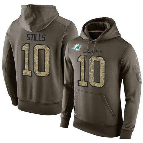 NFL Men's Nike Miami Dolphins #10 Kenny Stills Stitched Green Olive Salute To Service KO Performance Hoodie - Click Image to Close
